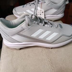 New Adidas Men's Adizero Afterburner 8 Baseball Cleats Size 12 White/Silver